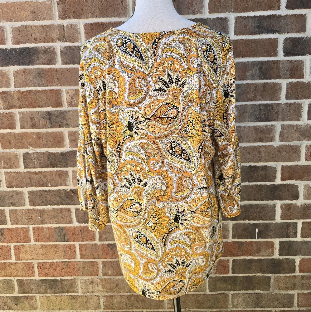 Michael Kors Yellow and Brown Paisley Top